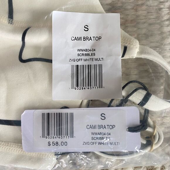 WeWoreWhat Cami Bra Top Scribbles in Off White Multi Size Small NWT - Picture 5 of 5
